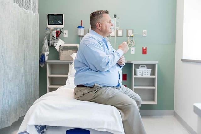 Obese man in clinic